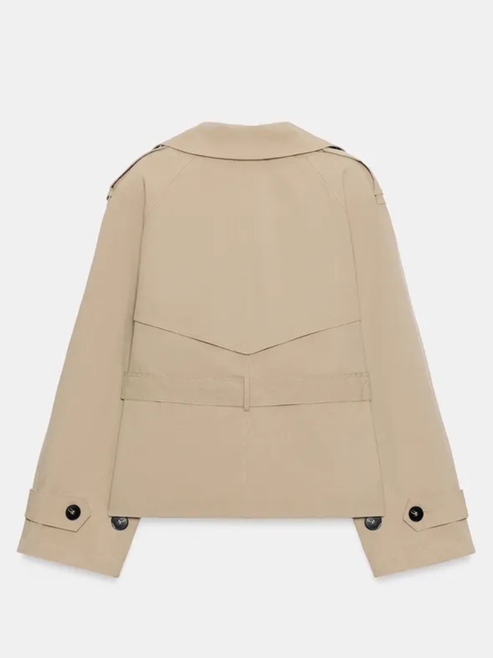 ZARA SHORT TRENCH COAT WITH SHOULDER PADS AND BELT - Picture 6 of 7